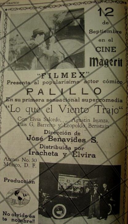 CARTEL RETRO PELICULA LO QUE EL VIENTO TRAJO 1941 PALILLO 3