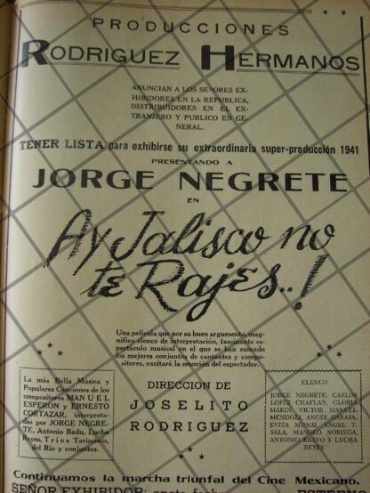 AFICHE ANTIGUO TERMINAN PELICULA HAY JALISCO NO TE RAJES 1941 4