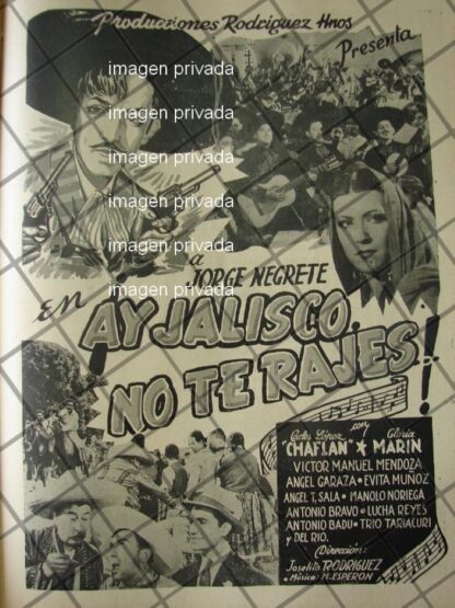 AFICHE ANTIGUO PELICULA AY JALISCO NO TE RAJES 1941 /5