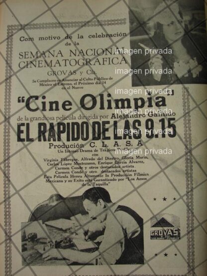 AFICHE ANTIGUO PELICULA EL RAPIDO DE LAS 9.15 /1941 FESTIVAL DE CINE