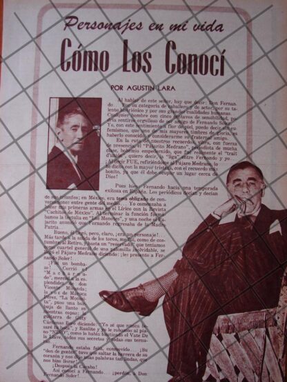 AFICHE RETRO AGUSTIN LARA HABLA DE FERNANDO SOLER 1956