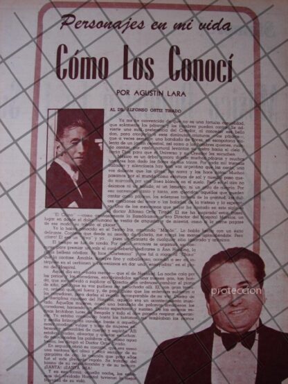 AFICHE RETRO AGUSTIN LARA HABLA DE ALFONSO ORTIZ TIRADO 1956