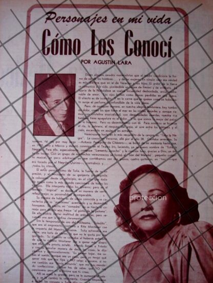 AFICHE RETRO AGUSTIN LARA HABLA DE TOÑA LA NEGRA 1956