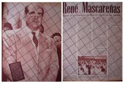 AFICHE RETRO RENE MASAREÑAS, NUEVO ALCALDE CD. JUAREZ. 1956