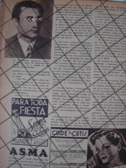 AFICHE ANTIGUO COMPOSITOR FEDERICO BAENA Y OTRAS NOTAS