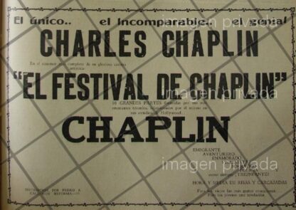 AFICHE RETRO DOCUMENTAL EL FESTIVAL DE CHAPLIN 1941 MUY RARO