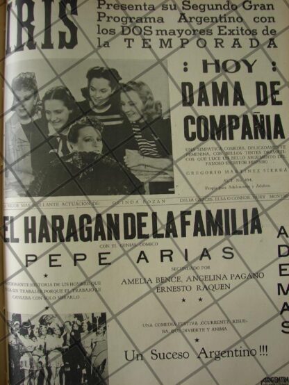 CARTEL PUBLICITARIO ANTIGUO CINE IRIS FUNCIONES 1941