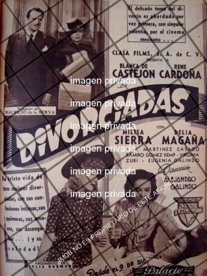 AFICHE RETRO PELICULA. DIVORCIADAS 1944 CINEMA PALACIO