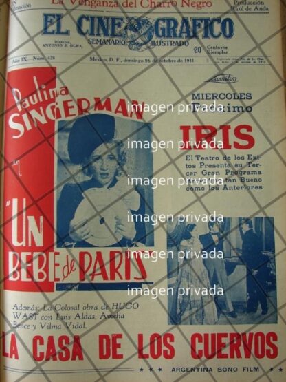 CARTEL RETRO PELICULA UN BEBE DE PARIS 1941 CINE IRIS