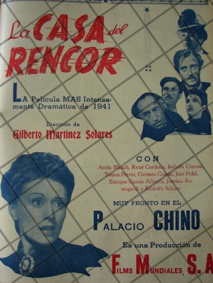 CARTEL RETRO PELICULA. LA CASA DEL RENCOR 1941 -4