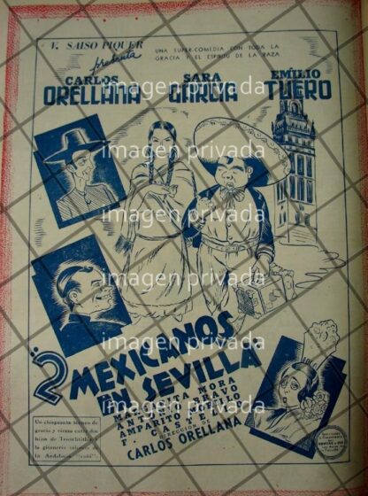 CARTEL ANTIGUO PELICULA. 2 MEXICANOS EN SEVILLA 1941