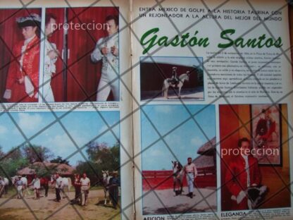 AFICHE RETRO, EL REJONEADOR GASTON SANTOS, 1956 - Imagen 2