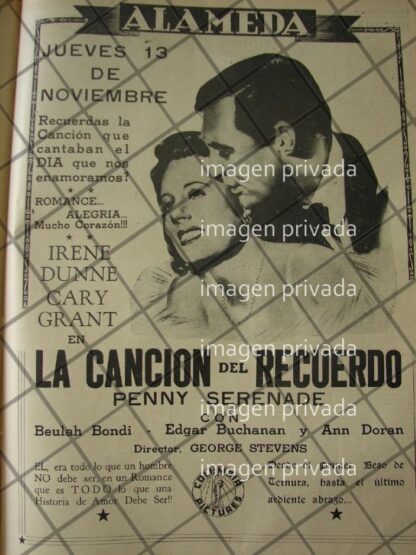 CARTEL RETRO PELICULA. LA CANCIO DEL RECUERDO 1941