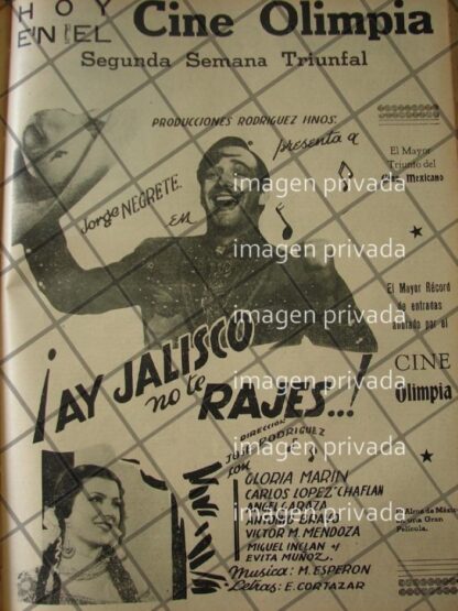 CARTEL RETRO PELICULA. AY JALISCO NO TE RAJES 1941 -X