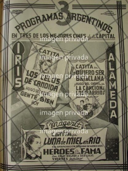 CARTELERA DE CINE RETRO CINE IRIS Y CINE ALAMEDA 1941