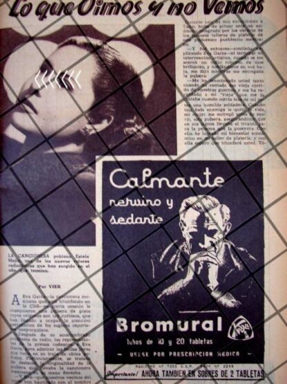 AFICHE RETRO LA CANTANTE ESTELA MEJIA Y EVA GARZA 1944