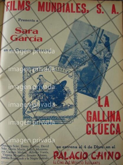 CARTEL DE CINE ANTIGUO. PELICULA LA GALLINA CLUECA 1941 2