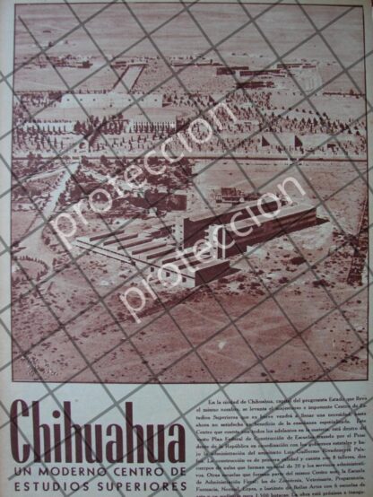 AFICHE ANTIGUO. CONSTRUYEN ESCUELA SUPERIOR CHIHUAHUA 1955