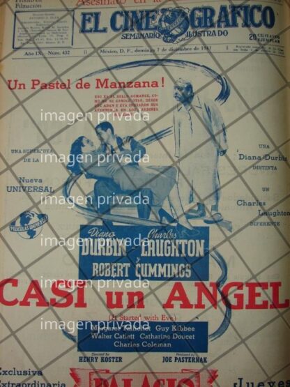 CARTEL ANTIGUO, PELICULA CASI UN ANGEL Cinema Palacio.