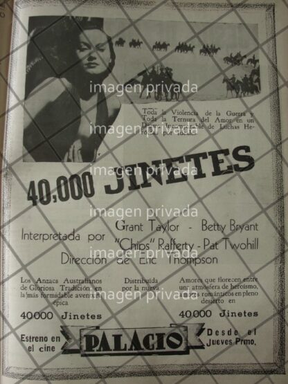 CARTEL ANTIGUO DE CINE. 40,000 JINETES 1941