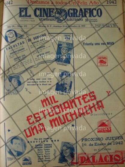 CARTEL ANTIGUO PELICULA MIL ESTUDIANTES Y UNA MUCHACHA