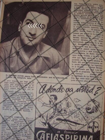 AFICHE RETRO DEBUTA ACTOR LOLITO MONTEMAYOR 1944 y MAS