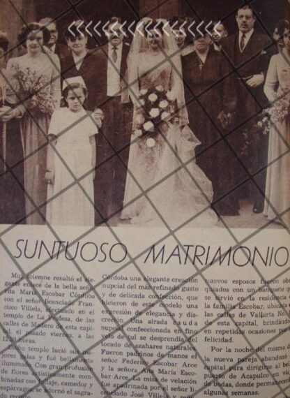 AFICHE ANTIGUO BODA VILLELA ESCOBAR 1944