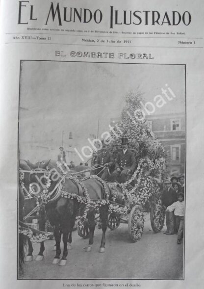 PORTADA ANTIGUA ORIGINAL  1911 DESFILE FLORAL EN D.F