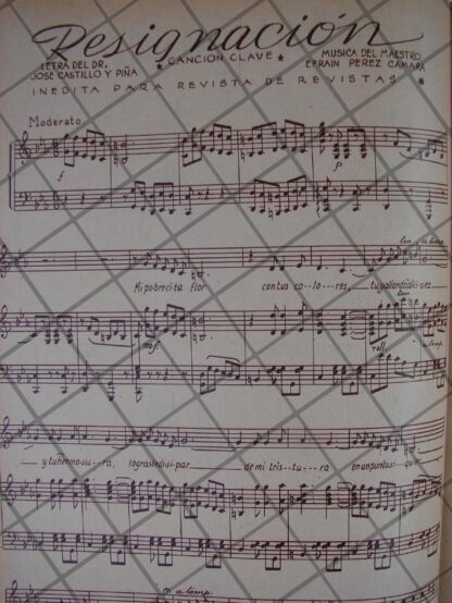 PARTITURA ANTIGUA INEDITA 1939 EFRAIN PEREZ CAMARA /RESIGNACION