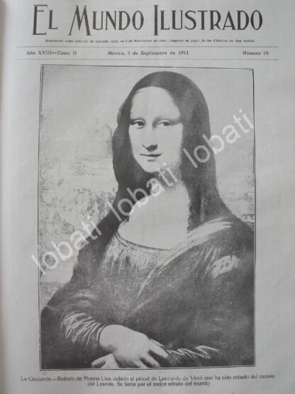 PORTADA ANTIGUA ORIGINAL  SEP. 1911 EL ROBO DE LA MONALISA