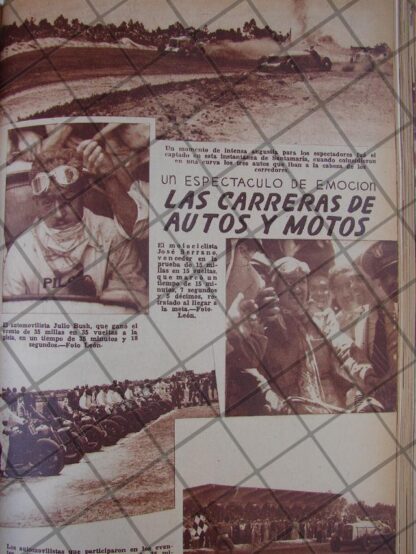 AFICHE ANTIGUO 1939 CARRERAS DE MOTOS Y AUTOS EN BALBUENA