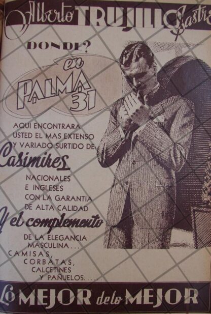 CARTEL ANTIGUO SASTRERIA. ALBERTO TRIJULLO 1939 /RARISIMO