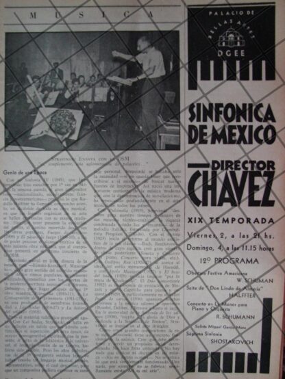 AFICHE RETRO IGOR STRAVISNKY Y ORQUESTA SINFONICA NAC. 1946