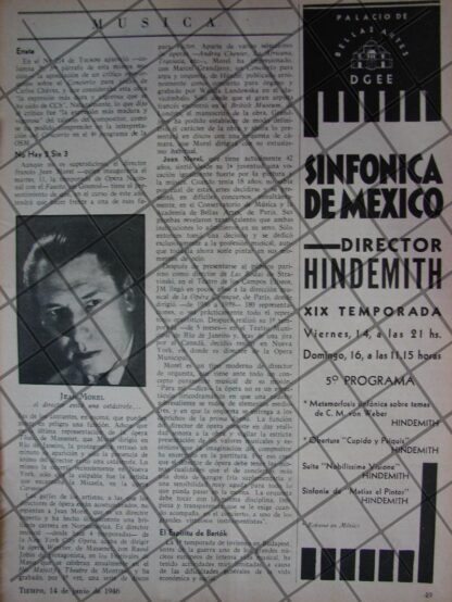 AFICHE RETRO ORQUESTA SINFONICA CARLOS CHAVEZ & JEAN MOREL