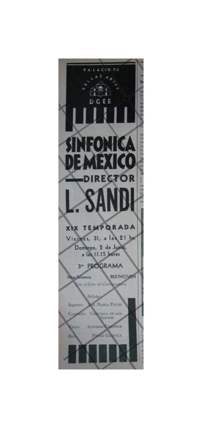 AFICHE RETRO ORQUESTA SINFONICA & LUIS SANDI 1946