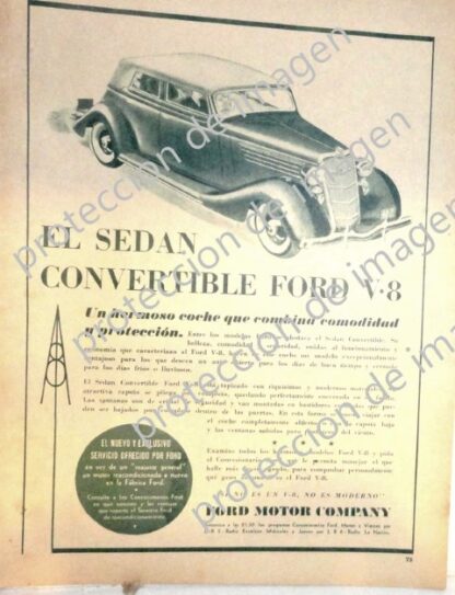 CARTEL ANTIGUO ORIGINAL AUTOS FORD 40 DELUXE COVERTIBLE V8 1934