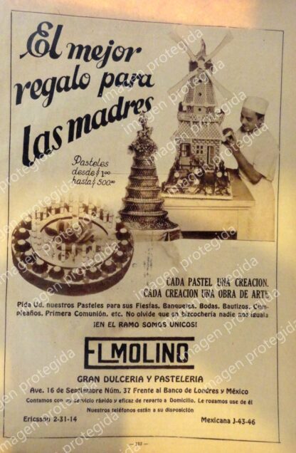 AFICHE RETRO. PANADERIA EL MOLINO 1936 (BIMBO)