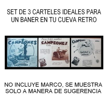 CARTEL ANTIGUO ORIGINAL DE SET DE 3 CARTELES CIGARRERA EL BUEN TONO, 1940s