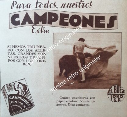 CARTEL ANTIGUO ORIGINAL DE SET DE 3 CARTELES CIGARRERA EL BUEN TONO, 1940s - Imagen 3