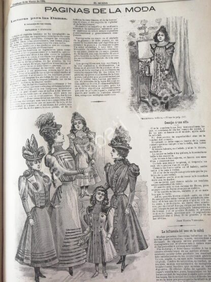 GACETA ANTIGUA 1898 PAGINAS DE LA MODA /9 - Imagen 2