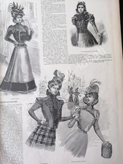 CARTEL ANTIGUO ORIGINAL DE REVISTA ANTIGUA DE MODAS 1898 " LA MODA " NUMERO 1 UNICO - Imagen 4