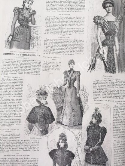 CARTEL ANTIGUO ORIGINAL DE REVISTA ANTIGUA DE MODAS 1898 " LA MODA " NUMERO 1 UNICO - Imagen 5