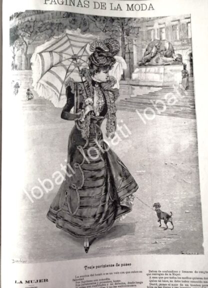 GRABADO ANTIGUO MODAS DE 1898 TRAJE PARISIENSE & MAS