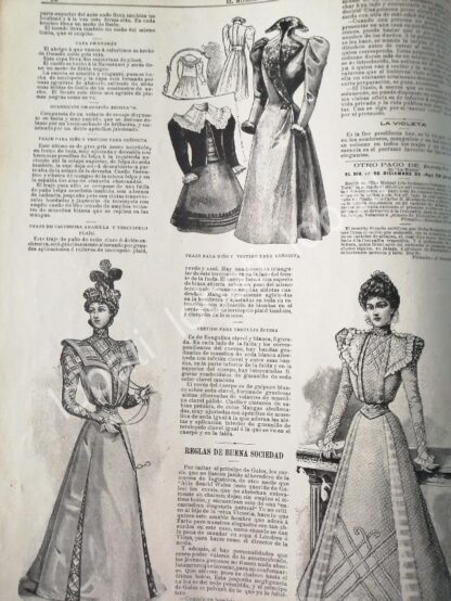 GACETA ANTIGUA 1898 PAGINAS DE LA MODA /6 - Imagen 3