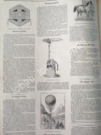 CARTEL ANTIGUO ORIGINAL DE PRIMERA MAQUINA DE DIAMANTE ARTIFICIAL Y MAS NOTAS CIENTIFICAS 1898