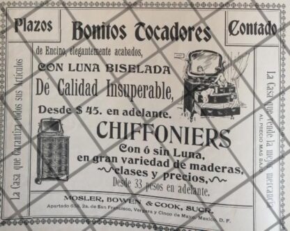 CARTEL PUBLICITARIO ANTIGUO TIENDA MOSLER BOWEN 1906 /7