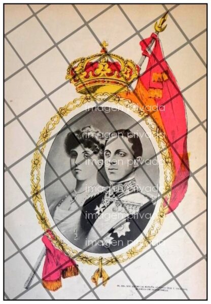 AFICHE ANTIGUO 1906 BODA REAL EN ESPAÑA, ALFONSO 13