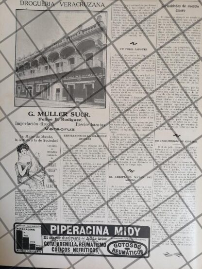 CARTEL PUBLICITARIO ANTIGUO DROGUERIA G. MULLER Y MAS 1911