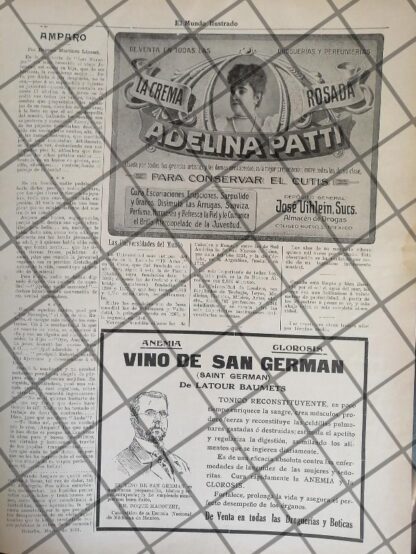 CARTEL PUBLICITARIO ANTIGUA 1911 ADELINA PATTI Y OTROS /4