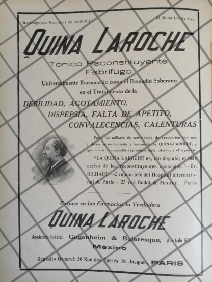 CARTEL ANTIGUO QUINA LAROCHE Y MARCEAU BILHAUT 1911